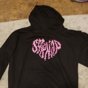 Black Hoodie with Pink Graphic